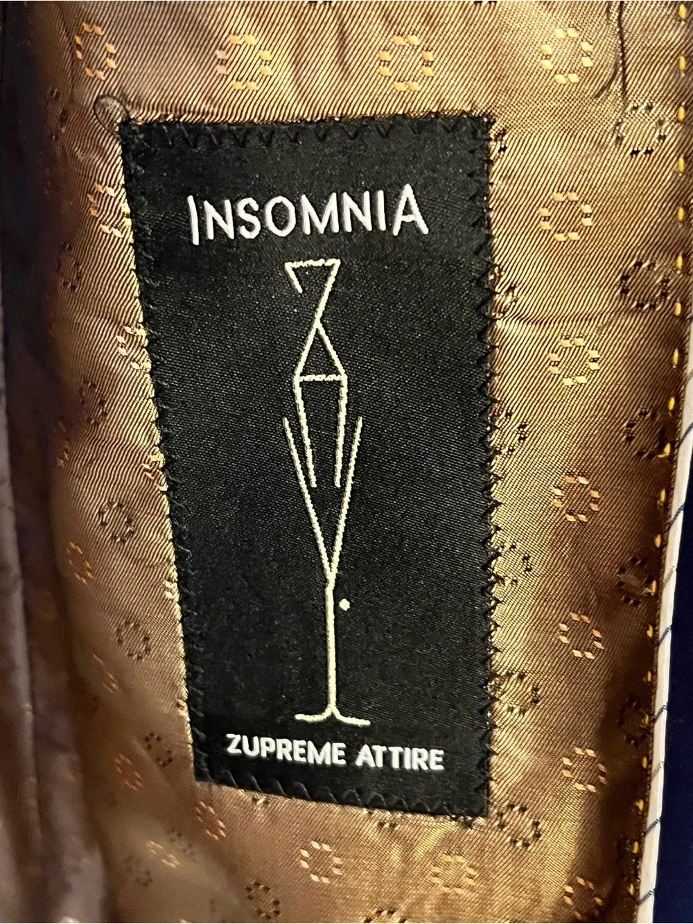 Insomnia Zupreme Beige Sport Coat with Blue Satin Lapel - Size 44